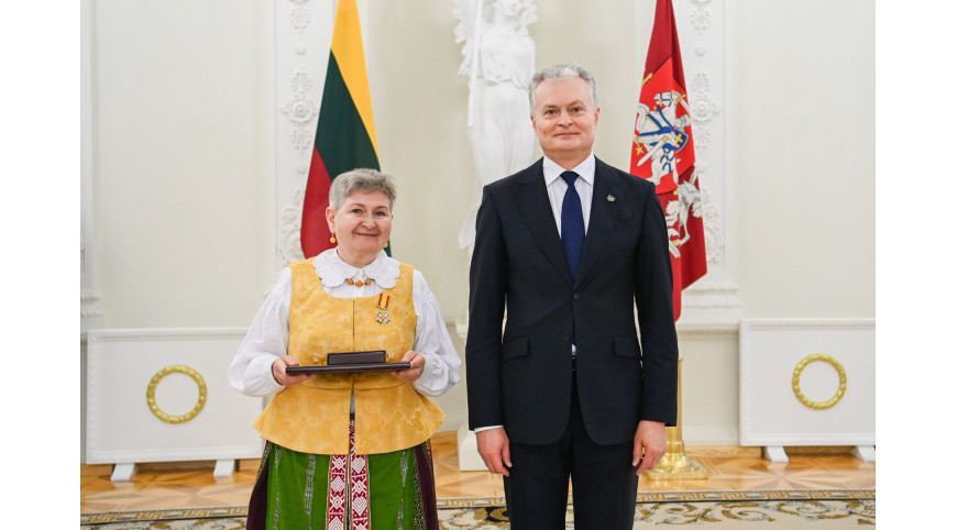 Sveikiname Ritą Urnėžiūtę, kuriai įteiktas Lietuvos didžiojo kunigaikščio Gedimino ordino Riterio kryžius